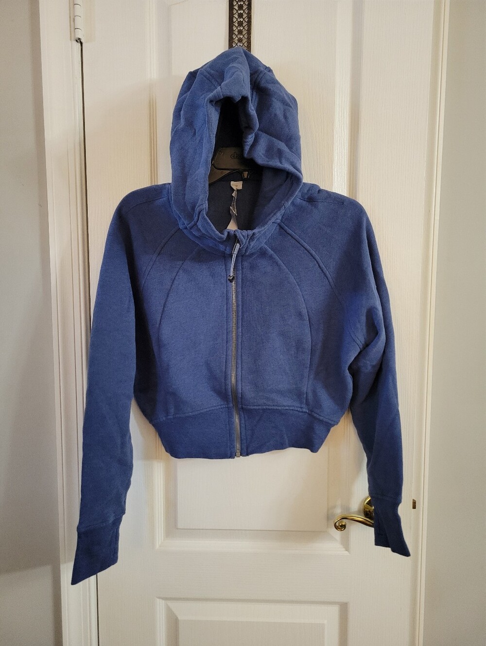 Lululemon Scuba Full Zip Cropped Hoodie Heathered Oasis Blue Size 12